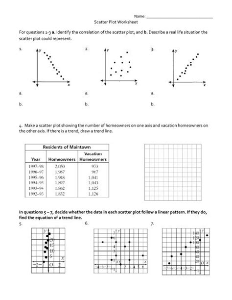 scatter diagram worksheet with answers